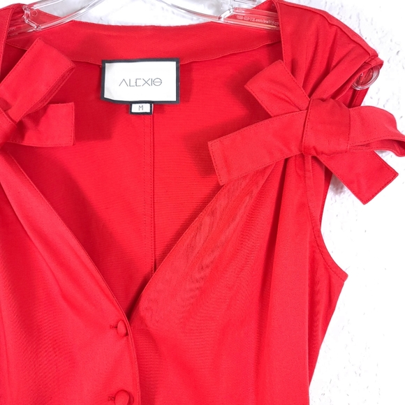 ALEXIS Kelsi Bow Red Mini Cocktail Dress - Picture 13 of 13